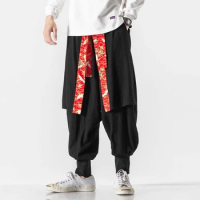 Japanese Fashion Samurai Clothing for Men Yukata Plus Size Traditional Kimono Pants Winter Casual Harajuku Casual Streetwear