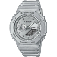 【CASIO 卡西歐】G-SHOCK 科幻未來 金屬銀色 八角農家橡樹雙顯手錶 新年禮物(GA-2100FF-8A/速)