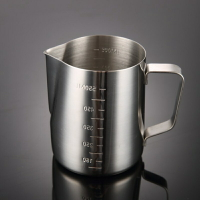 304不銹鋼尖嘴拉花杯帶蓋 帶刻度量杯 咖啡拉花缸 打奶泡杯咖啡壺