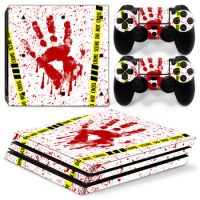 For PS4 Pro Console and 2 Controllers Skin Sticker PS4 Bloody Design Removable Cover PVC Vinyl