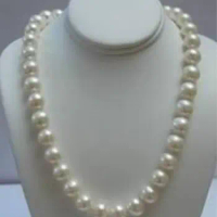 Beautiful! Natural 9-10MM White Akoya Pearl Necklace 18" 14K Gold Clasp AA