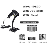 1D 2D Portable scanning gun Wired USB Scanner With Stand Barcode Reader For Supermarkets, shopping malls, milk tea shops