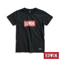 EDWIN EDGE系列 跑車BOX LOGO立體印花短袖T恤-女款 黑色