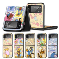 Case For Samsung Galaxy Z Flip 3 4 5G Fall Prevention PC Hard Luxury Phone Cover ZFlip3 ZFlip4 TPU Funda Disney Winnie Patterns