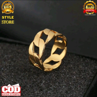 Cincin Pria Wanita Titanium Asli Model Rantai Anti Karat