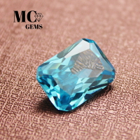 海藍寶石長方倒角長方形花式切割雷迪恩戒指戒面裸石純凈透亮