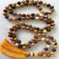 6mm Yolk stone Stone Gemstone 108 Beads Mala Tassel Necklace Meditation Accessories Chakra Reiki Bless Ruyi Mala Classic
