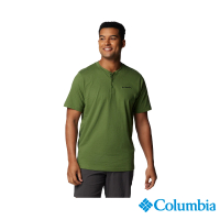 【Columbia 哥倫比亞 官方旗艦】男款-Landroamer™亨利領短袖上衣-綠色(UAM48840GR/IS)
