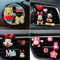 Disney Anime Figure Minnie Mickey Mouse Car Air Outlet Vent Perfume Cartoon Ornament Winnie Bear Air Freshener Decor Accessories