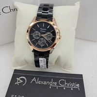 JAM TANGAN WANITA ALEXANDRE CHRISTIE ORIGINAL 2977 AC 2977 AC2977 ACF 2977 BLACK ROSEGOLD STAINLESS 