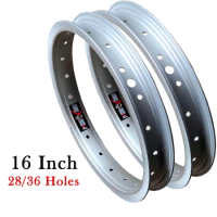 Silver Rim 16 Inch 28/36 Holes Folding Bike Ring Thickened Aluminum Alloy Rim Bike Suit for 1.5/1.75/1.95/2.125 Tires Customized