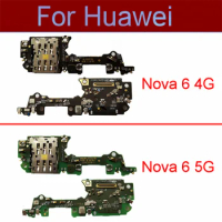 For Huawei Nova 6 4G 5G SIM SD Card Reader Holder Conecction Board &amp; Microphone Mic Flex Cable Replacement Repair Parts Nova 6