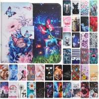 Leather Flip Phone Case For Samsung Galaxy A01 A11 A21S A31 A51 A71 4G Cat Butterfly Pattern Wallet Card Holder Stand Back Cover