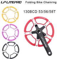 LPLITEPRO Folding Bike Chainring 53/56/58T Teeth 130 Bcd Bicycle Chain Ring Sprocket Rotor Crankset Cycling Crown Chainring