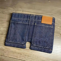 Dompet denim mini yang boleh dilipat berbentuk dompet kecil dengan pemegang kad di dalamnya W4V9