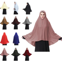 Muslim Lady Long Hijab Arabian Prayer Cover Headscraf One Piece Khimar Islamic Women Worship Shawls Dubai Turkey Malaysia Chador
