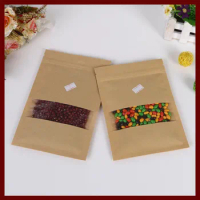 12*20cm 20pcs Kraft Paper Ziplock Window Bag For Gifts/tea/candy/jewelry/bread Packaging Paper Food Bag Diy Jewelry Pack Display