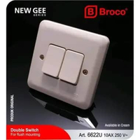 Broco Saklar Tanam Dinding Tembok 2 Tombol 1 Tombol New Gee Series 2 (Double Switch)