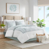 Harbor House Cotton Comforter Set - Coastal Oceanic Sealife Design, All Season Down Alternative Bedding with Matching Shams