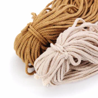5mm Beige Brown Braided Cotton Rope Twisted Cord Rope DIY Craft Macrame Woven String Home Textile Accessories Craft Gift