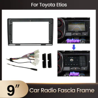 2Din Car Radio Frame Audio Fitting Adaptor Dash Trim Kits Facia Panel 9 inch For Toyota Etios 2011+ 2 Din Android Radio Player