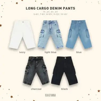 BOHOPANNA - LONG CARGO DENIM PANTS - CELANA CARGO ANAK - CELANA ANAK 1Y IVORY