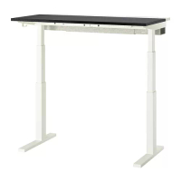 MITTZON 升降式工作桌, 電動 黑色/實木貼皮 梣木/白色, 120x60 公分