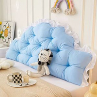 全城熱賣 - 網紅宿舍床頭靠墊寢室軟包大靠背公主風遮醜抱枕床靠枕三輪車靠墊歐式-天藍宿舍床0.9米*0.5米（含花邊）