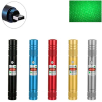 Laser Pointer USB Rechargeable Built-in Battery Laser Sight 10000m 5mw Adjustable Focus Lazer Laser Pen Pointer High Power Green