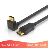 DisplayPort DP 1.2 Cable 90 Degree Right Angle 4K@60Hz 2K@144Hz 1080P@240Hz 1M 1.5M 2M 3M Gaming Grade Adapter Cable