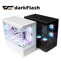 darkFlash MOTI 鏡之島 玻璃透側/M-ATX + darkFlash DM12R PRO 反向扇x3
