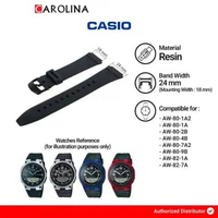Tali Strap CASIO AW-80 / AW-82 24mm Black Resin 10117230