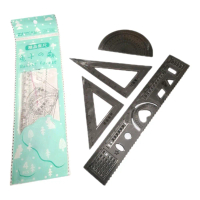 10 pcs Penggaris Set 4 In 1/Penggaris Mika Isi 4/Penggaris Busur/Segitiga/Mistar Plastik