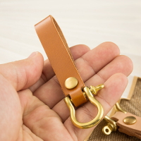 黃銅植鞣牛皮配搭鑰匙扣創意汽車鑰匙鏈遙控器個性簡約鑰匙圈環