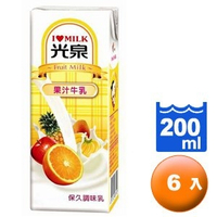 光泉 保久調味乳-果汁牛乳 200ml (6入)/組【康鄰超市】