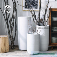 北歐綠植大口創意花瓶擺件白色現代簡約陶瓷花壇花盆裝飾