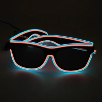 EL Wire Glowing Neon Glasses Birthday Halloween Christmas Party Supplies Fluorescent Light Bars Party KTV DJ Light Glasses