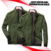 Jaket Pria Dewasa Winter Rubby, Jaket Rubby Bolak Balik, Jaket Cowok/Cewek Premium Lembut Kain Army