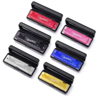 10 Holes Key of C Blues Harmonica Mouth Organ Musical Instruments Key of C Black with Box Beginners Educational Toys Gifts