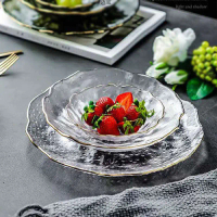Design Sense High-End Tableware Chinese Style Fruit Plate Glass Plate Food-Grade Living Room Househo