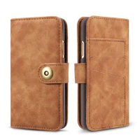 Genuine Leather and PU Case for Apple iPhone, Removable Magnet Back Cover, 5, 5S, SE, Coque