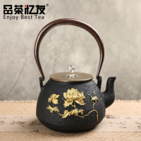 Flower Pattern Cast Iron Teapot Set Japanese Tea Pot Tetsubin Kettle 1000ml Drinkware Kung Fu Infusers Cooking Tools