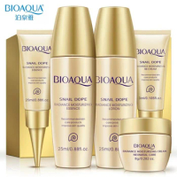 Bioaqua 24K Gold Snail Travel Skin Care Set Anti Aging Wrinkle Essence Eye Cream Toner Facial Cleanser With BB