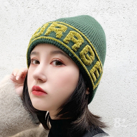【89 zone】日系字母學生潮保暖 護耳帽 潮帽 毛線帽 針織帽(果綠)