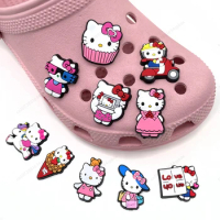 MINISO 10pcs Hello Kitty Crocs Charms Sanrio Charms Crocs Cartoon Cat DIY Shoe Accessories Buttons Shoe Sandals Decration