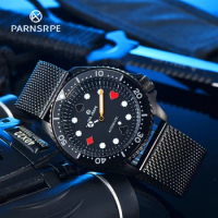 PARNSRPE Automatic Men's NH35A Blue Men's movement Mechanical Watch black Dial Diver's Watch