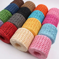 200M 120G Natural Cotton Line Rayon Raffia Yarn Cotton Raffia Rope for Summer Sun Straw Hat Beach Bag DIY Hand Knitting Handbag