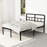 Queen Bed Frame, 18 Inch Queen Bed Frame with Headboard No Box Spring Needed, Heavy Duty Metal Platform, Black, Bed Frame