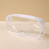 內地直送 - 學生純色透明可視筆袋學生大容量PVC防水鉛筆袋化妝刷收納化妝包