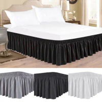 Bed Skirt with Ruffles Frame Hiding Bed Skirt Silky Luxurious Wrap Around Bed Skirt with Elastic Dust Ruffles for Queen Beds